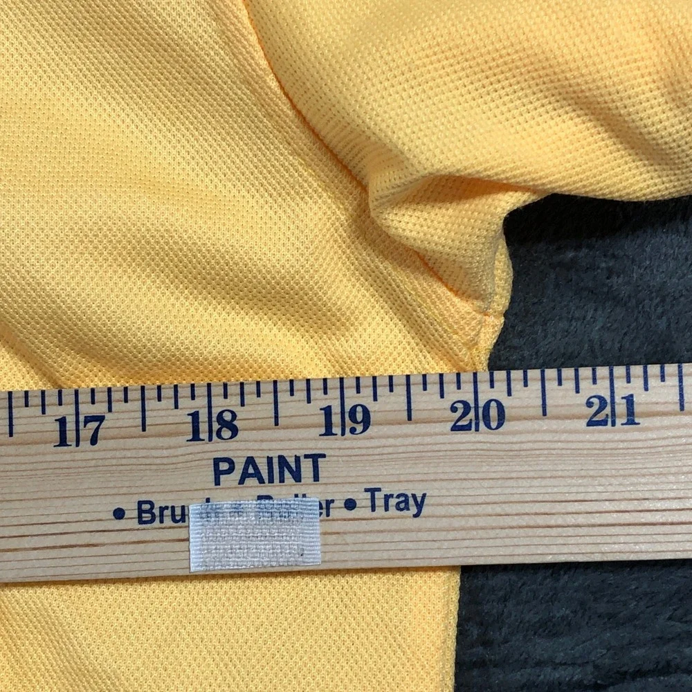 City Focus Polo Shirt Mens M Yellow‎ Long Sleeve Striped Trim Pique